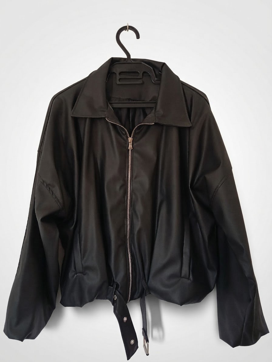 Jacket cuir noir oversize 