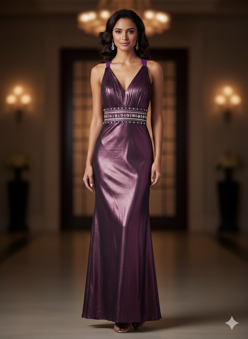 Robe de soirée Neuve, violette élégante et lumineuse 