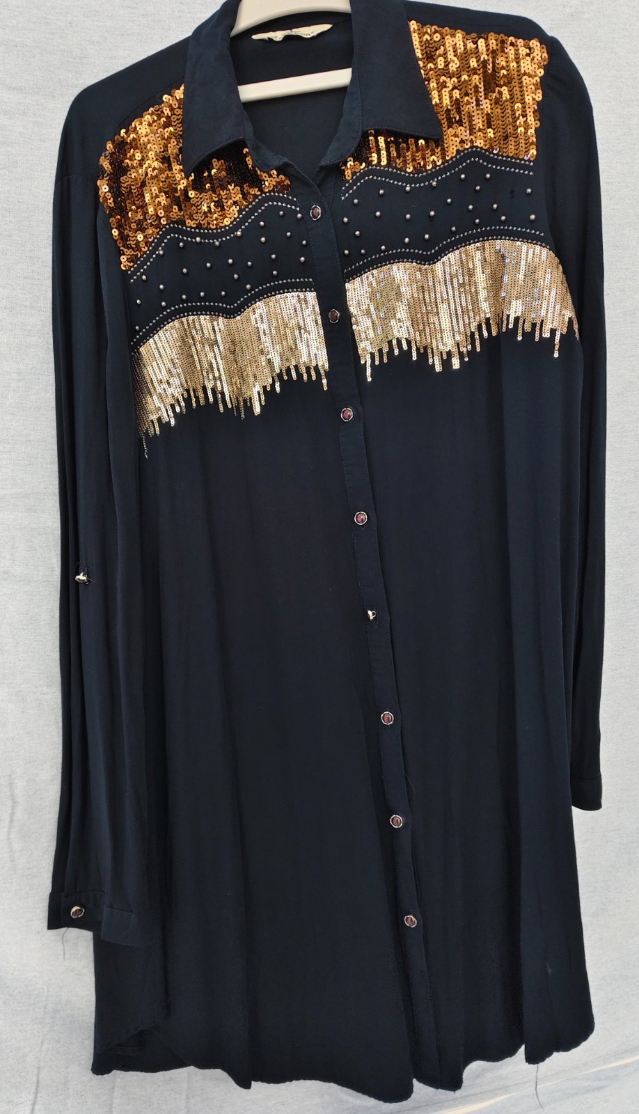 Chemise bleu marine élégante avec sequins – Taille 46/48