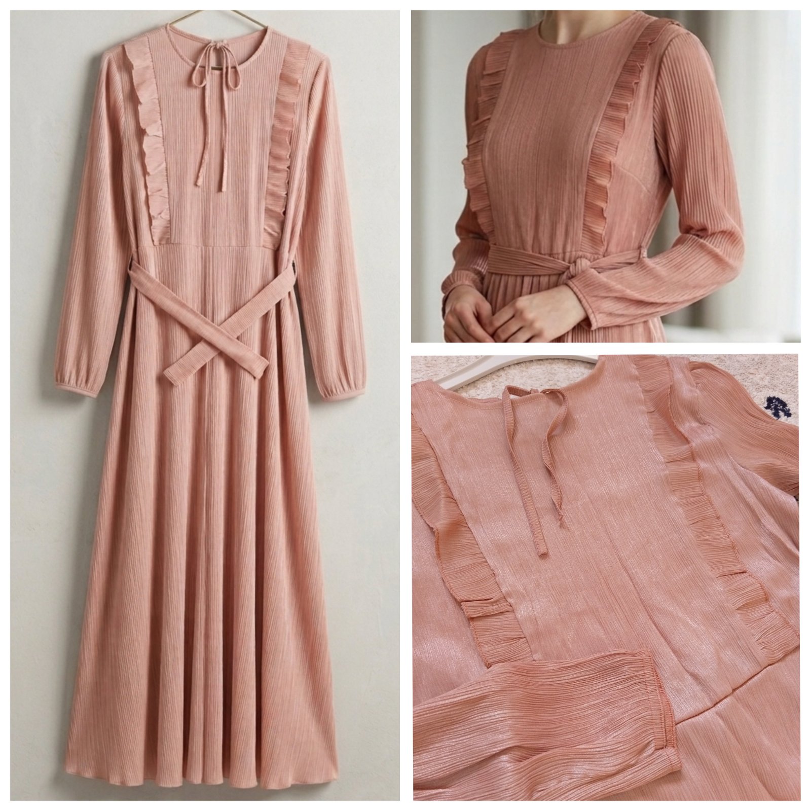 Robe soirée simple voilée en organza plissé 