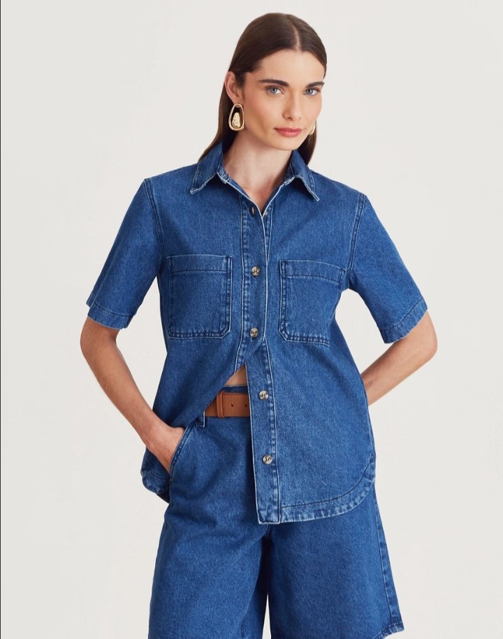 Chemise femme denim demimanches 