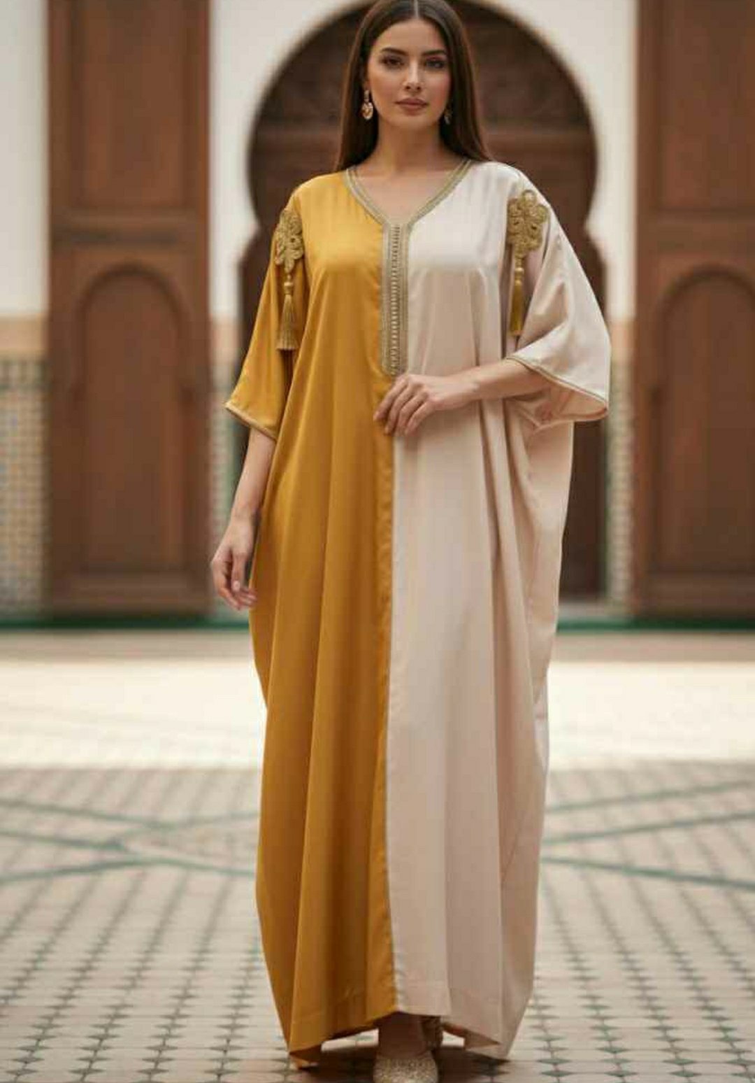 Caftan bicolore pièce / Jebba Achtar 