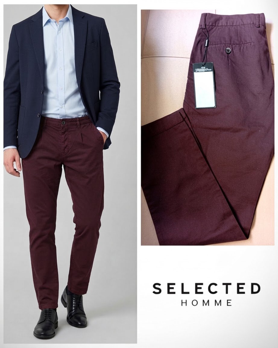 Pantalon chino Selected Homme - Tapered Fit - 100% Coton