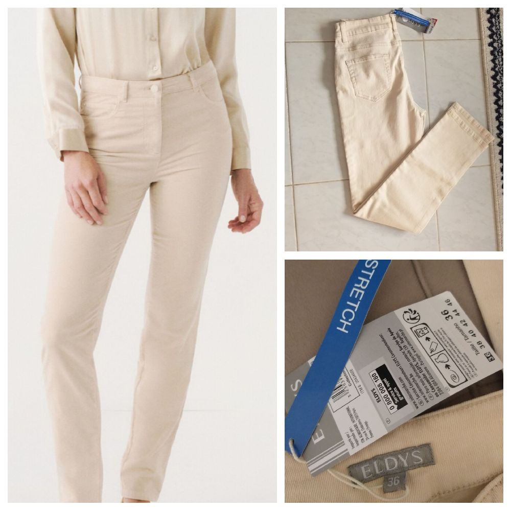 Pantalon stretch crème 