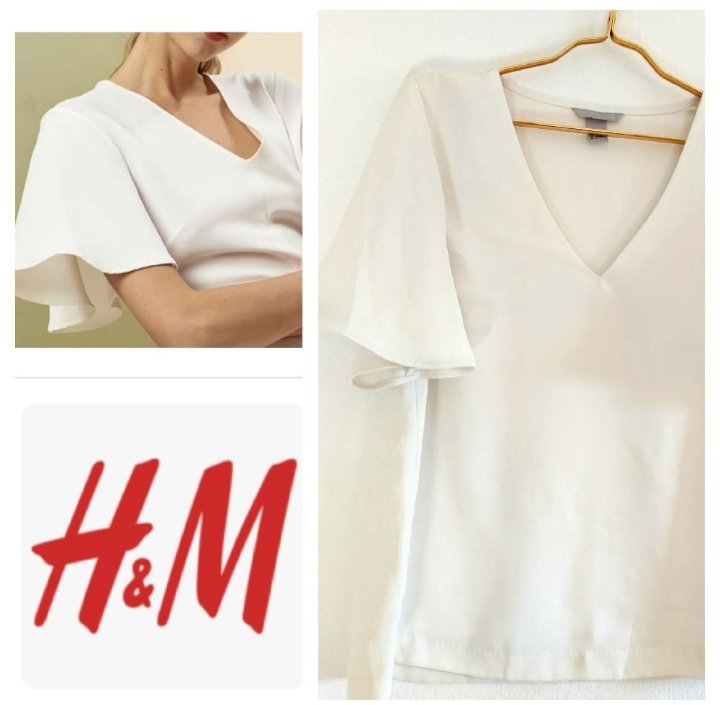 Blouse _H&M_ Blanche demi manches évasées