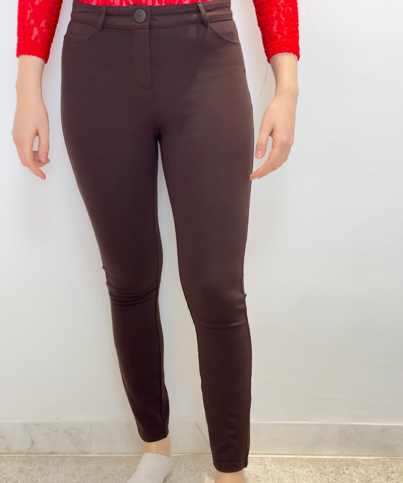 Pantalon elastiqué marron