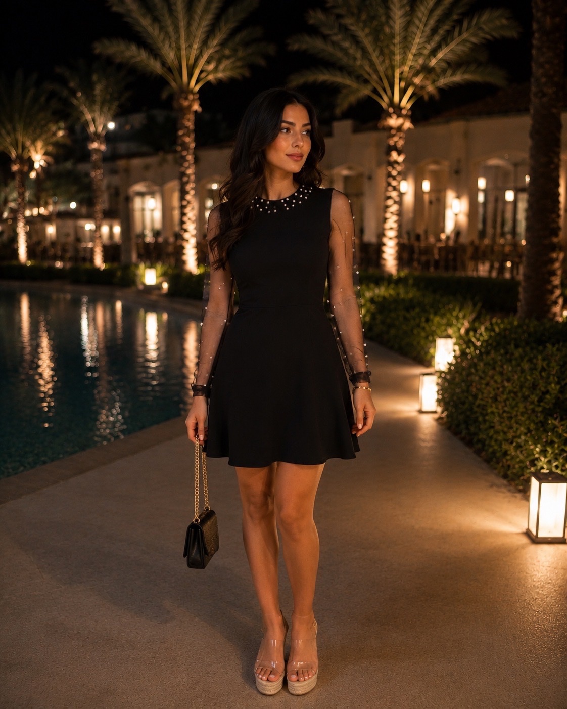 Robe noire en perles