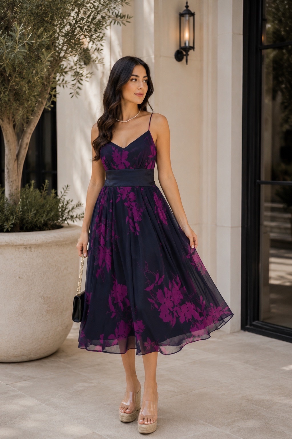 Robe ample avec doublure noir et violet