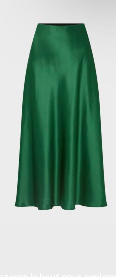 Jupe satin longue vert