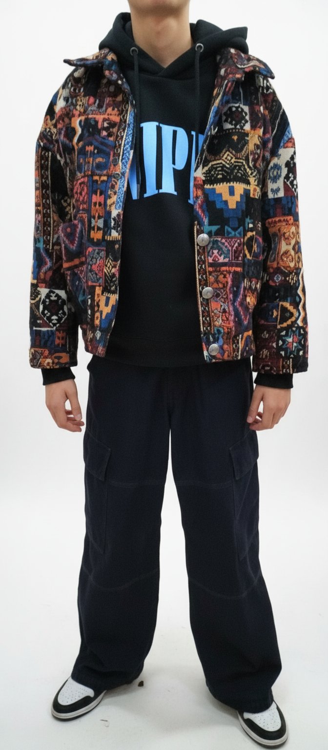 Cropped Veste style vintage hippie unisexe 