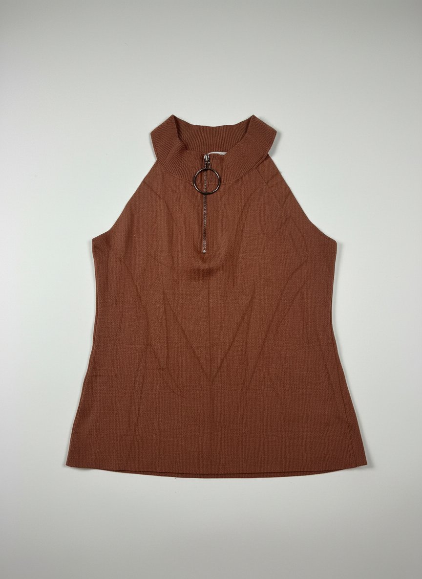 Pull sans manches marron 