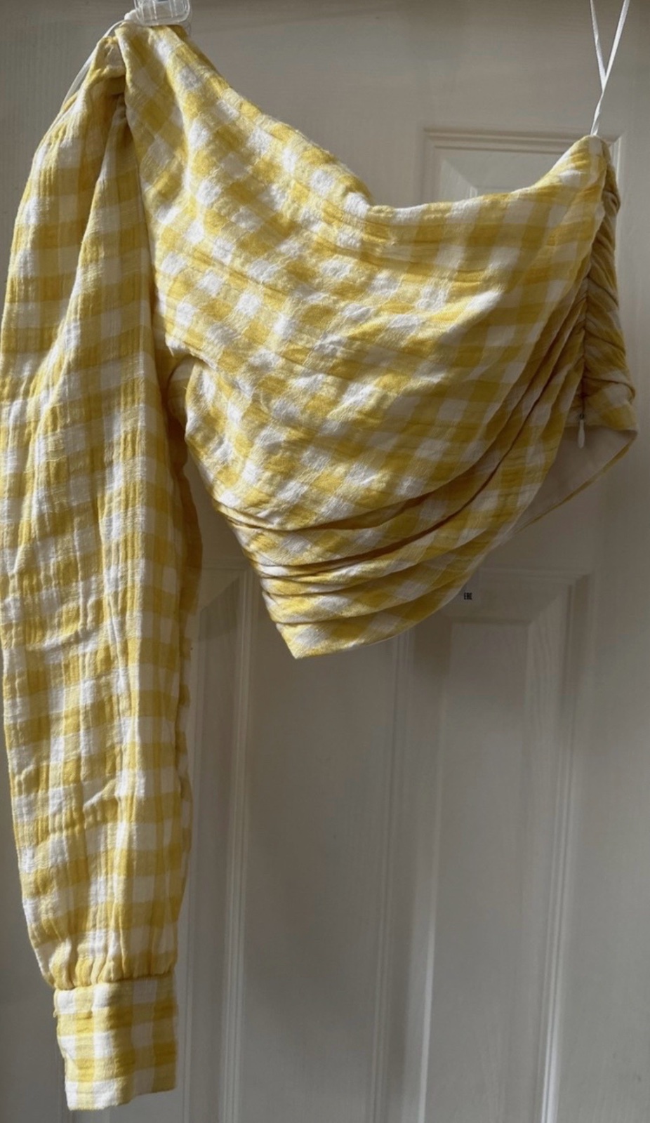 Haut court Zara jaune à carreaux vichy asymétrique, neuf avec étiquette, taille XS