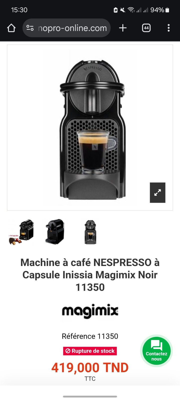 Machine à café Nespresso Inissia Magimix