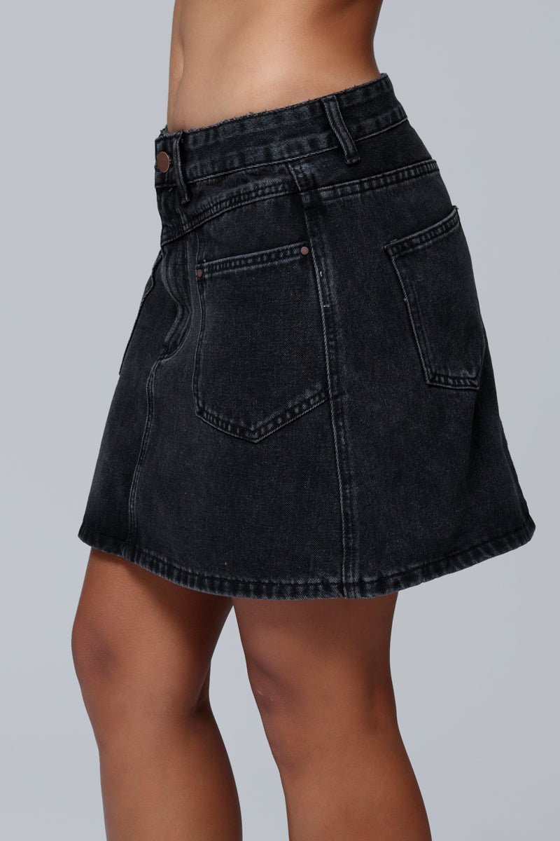 Black denim skirt