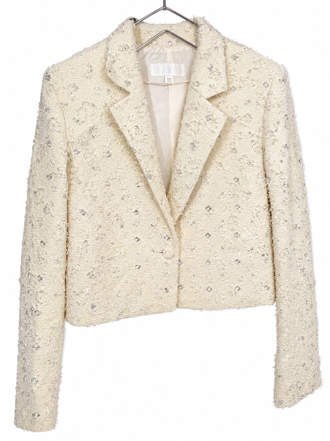 ✨ RARE Zara Blazer Brodé Perles & Sequins Écru – Pièce Très Rare – Taille M