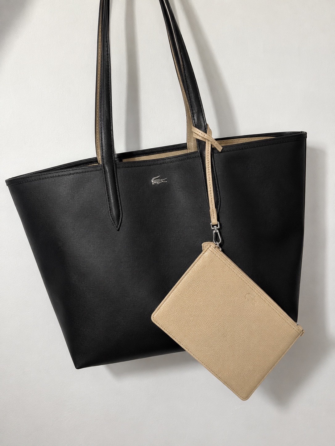 Lacoste Reversible Tote Bag Black/Beige (authentic)