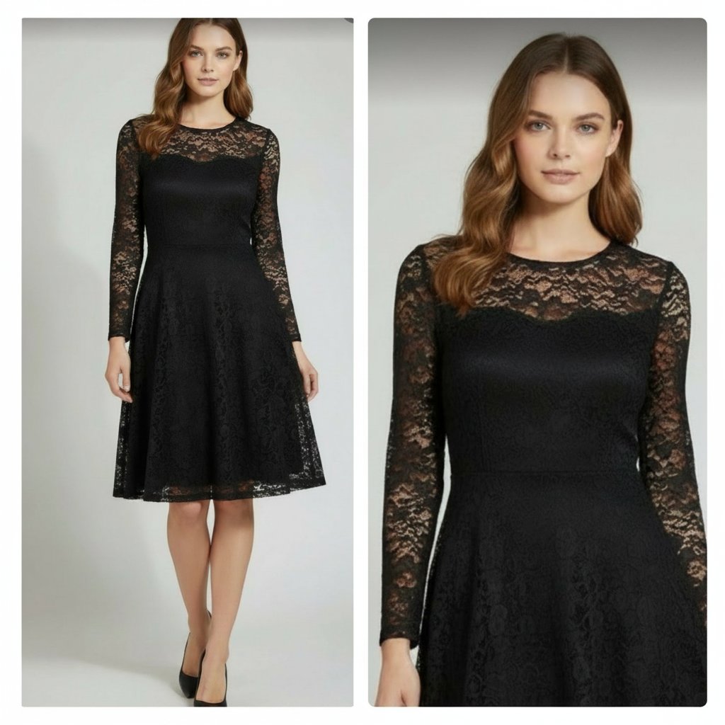 Très belle robe dentelle noire taille 40/42 de la marque Zanzea