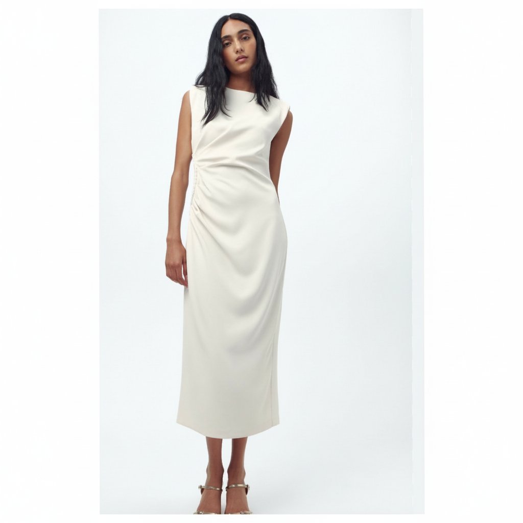 Jolie robe  de grossesse ou non beige clair drapée sur les côtés H&M