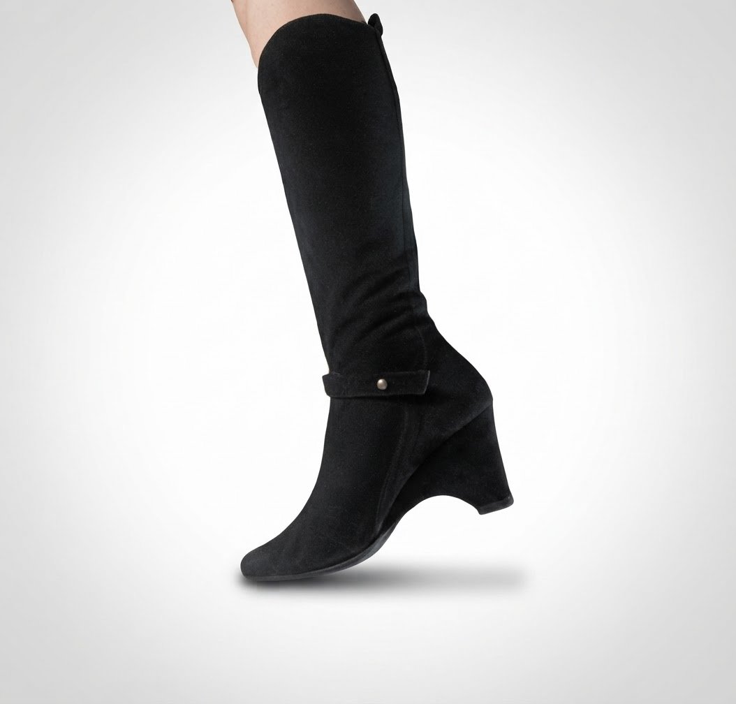 Bottes en cuir daim demi talon compensé confortable de la marque Everest