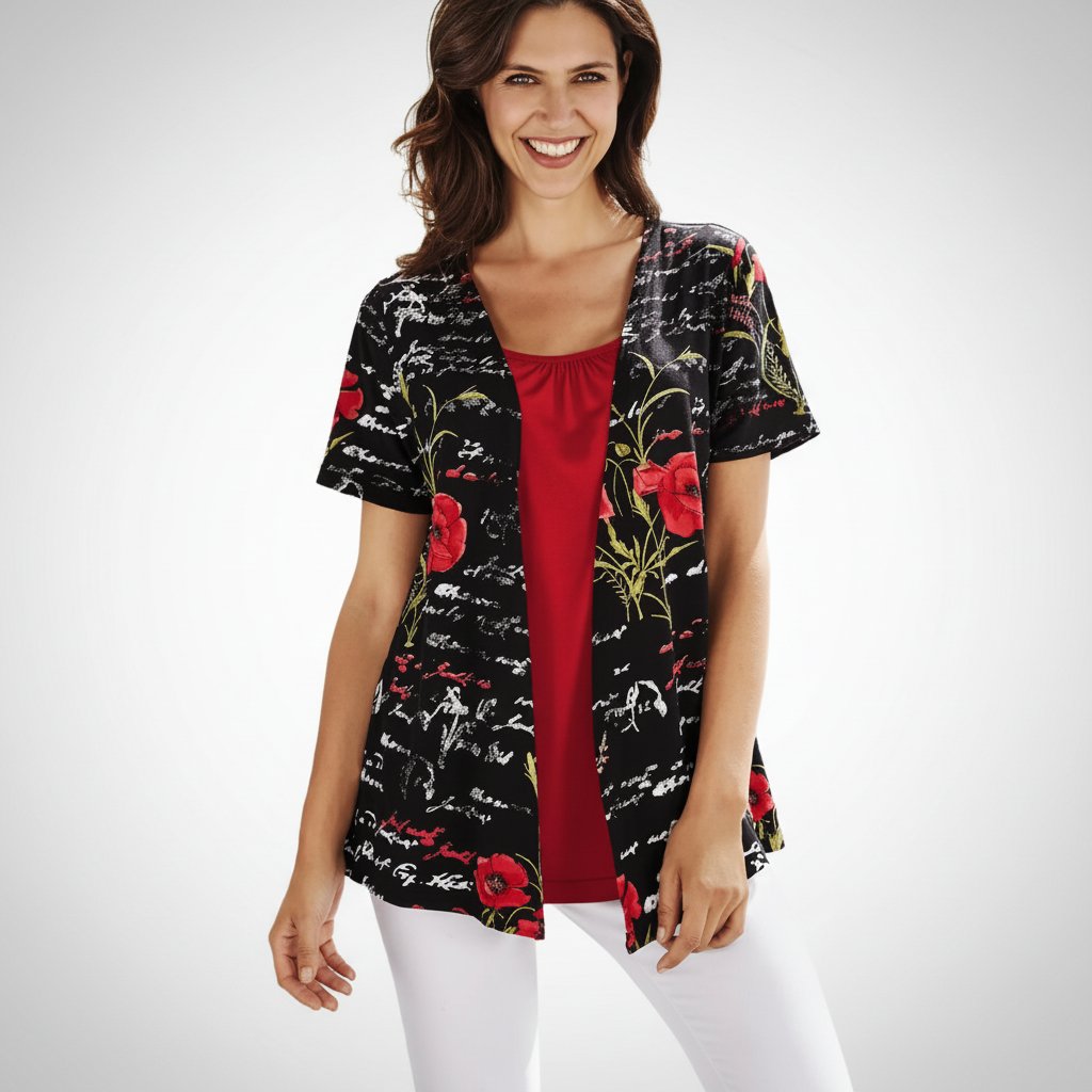 Twinset intégré l'intérieur en rouge vif et l'extérieur en noir imprimé lycra taille 38/40 de la marque Laura Torelli