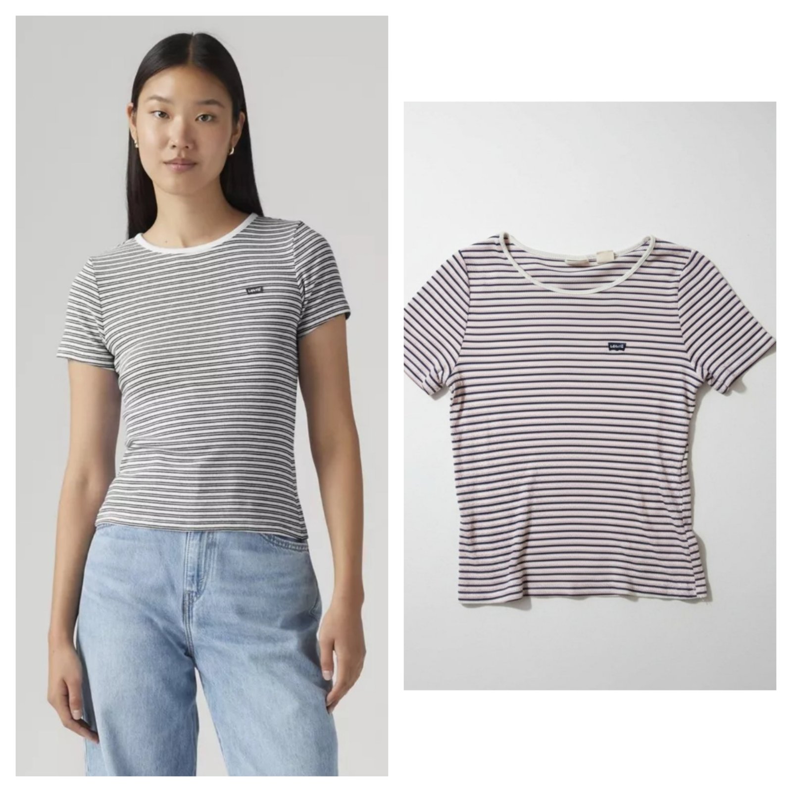 Body blanc rayé en rose et bleu marine Levi's 