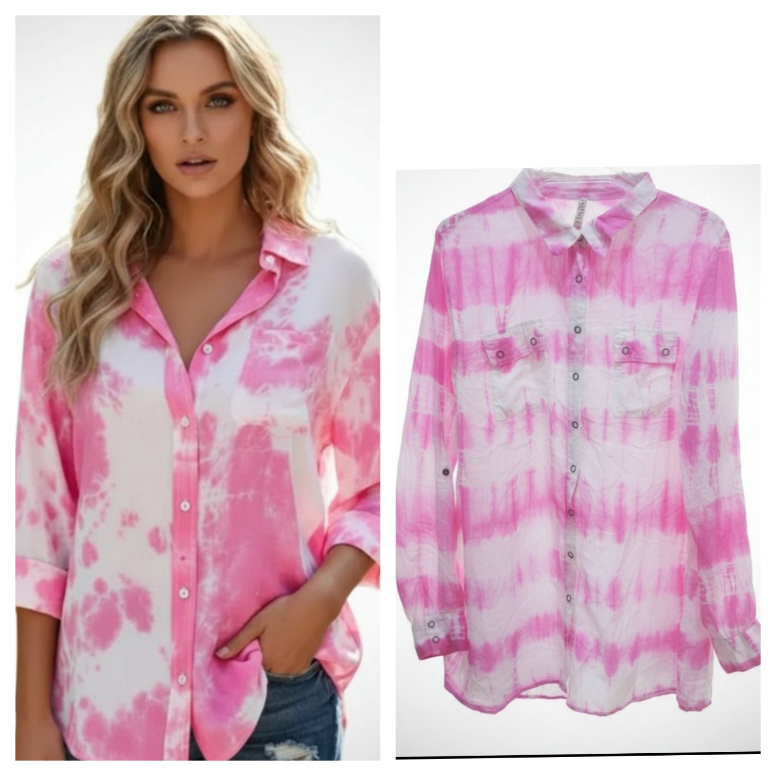 Longue chemise manches longues transformable en demi manches en soie taille 40/42