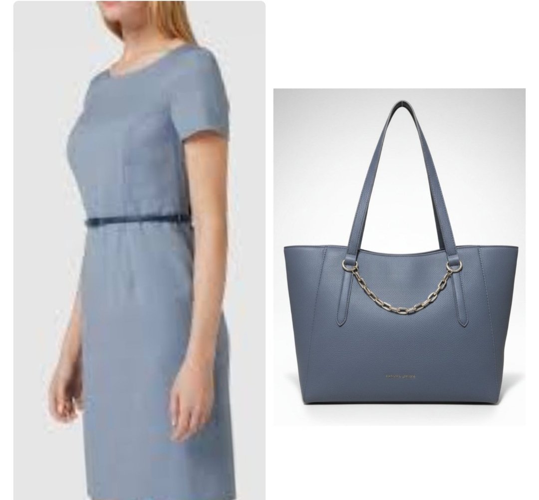 Robe bleue avec ceinture de la marque Montego  taille 38/40 plus sac cadeau assorti