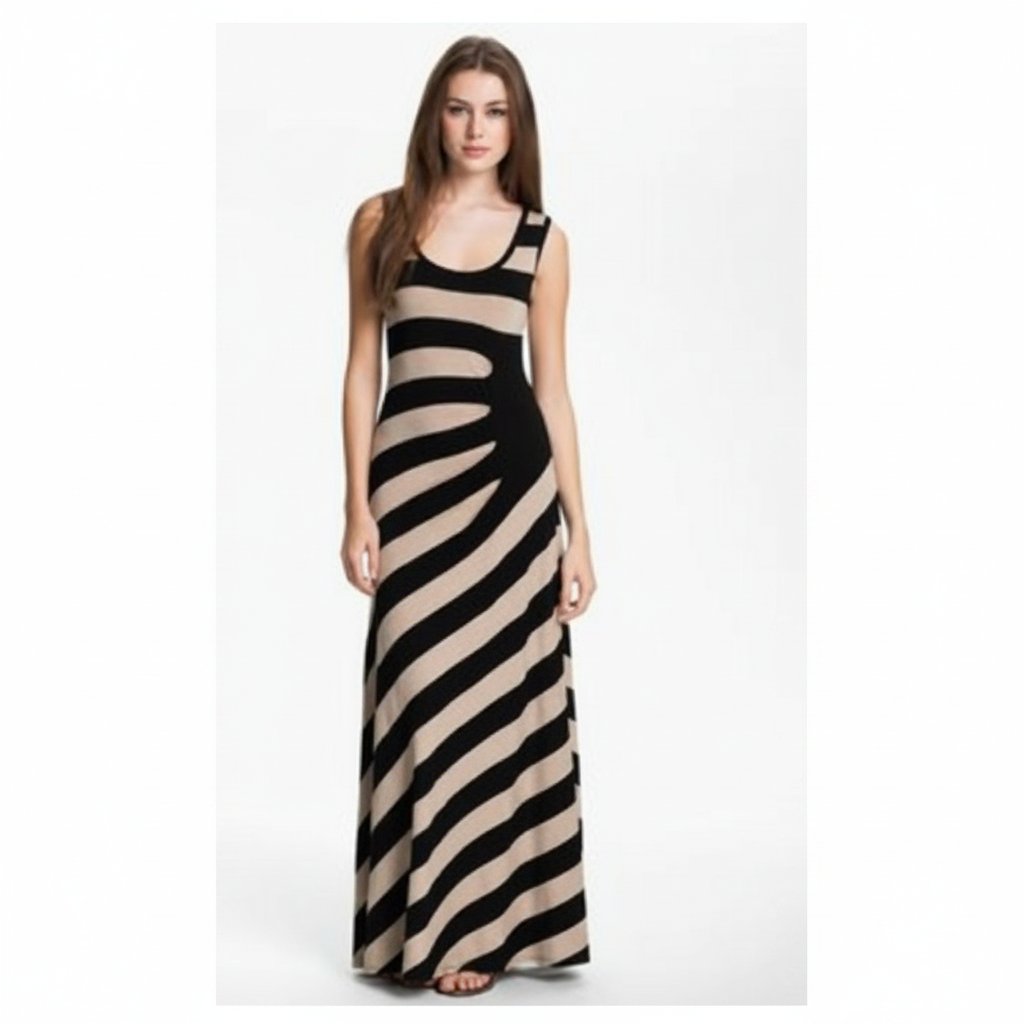 Très belle robe maxi lycra noire et beige Calvin Klein 