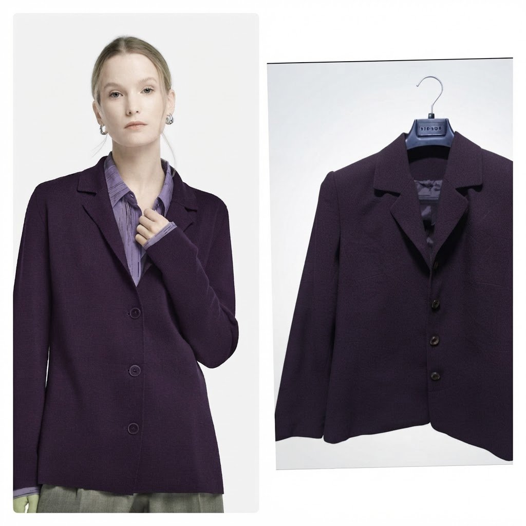Joli blazer aubergine en pure laine taille 40/42 Woolmark