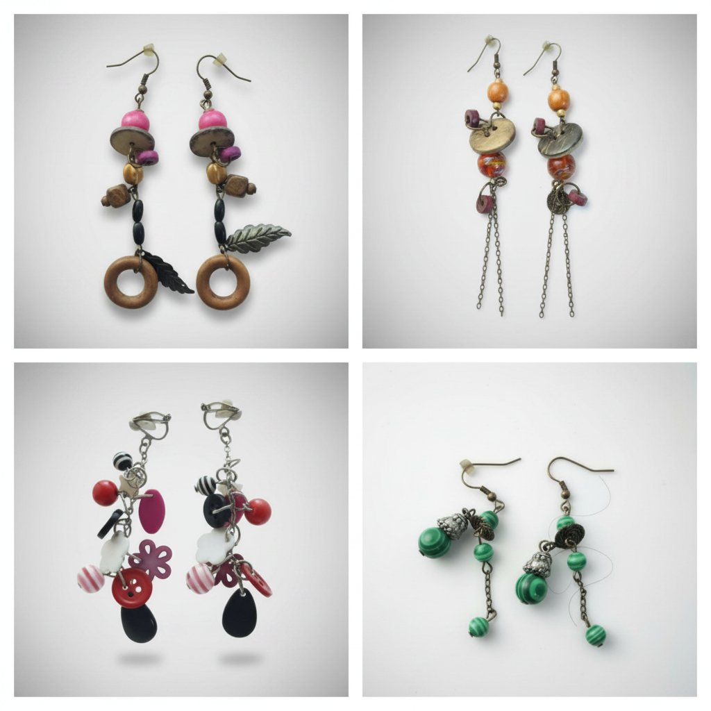Lot de 4 boucles d'oreilles 