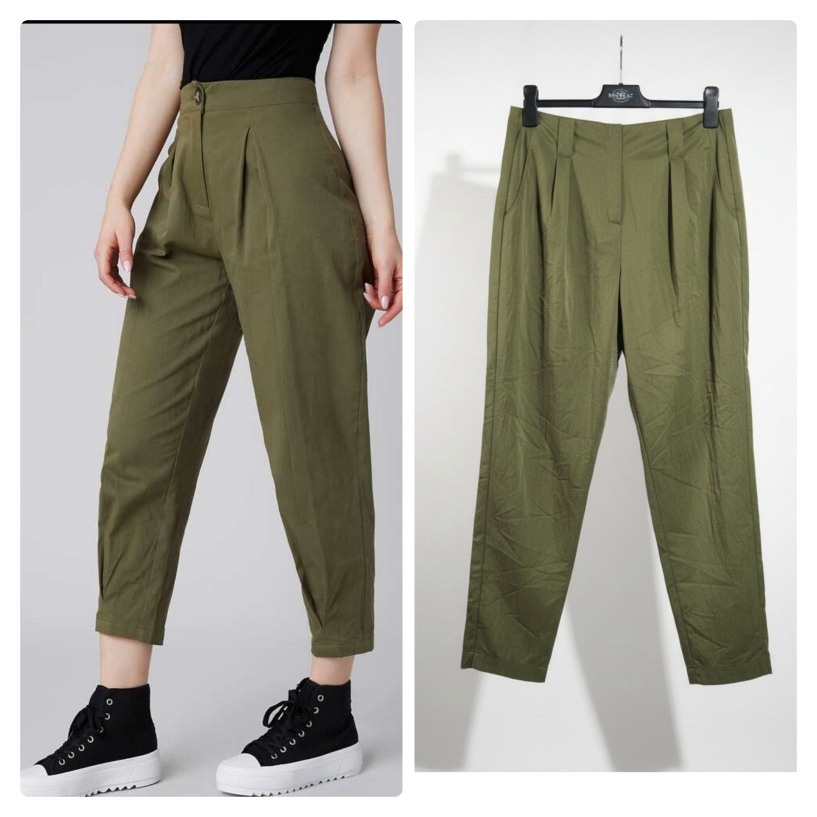 Jolie pantalon taille haute vert olive état neuf de la marque Heine