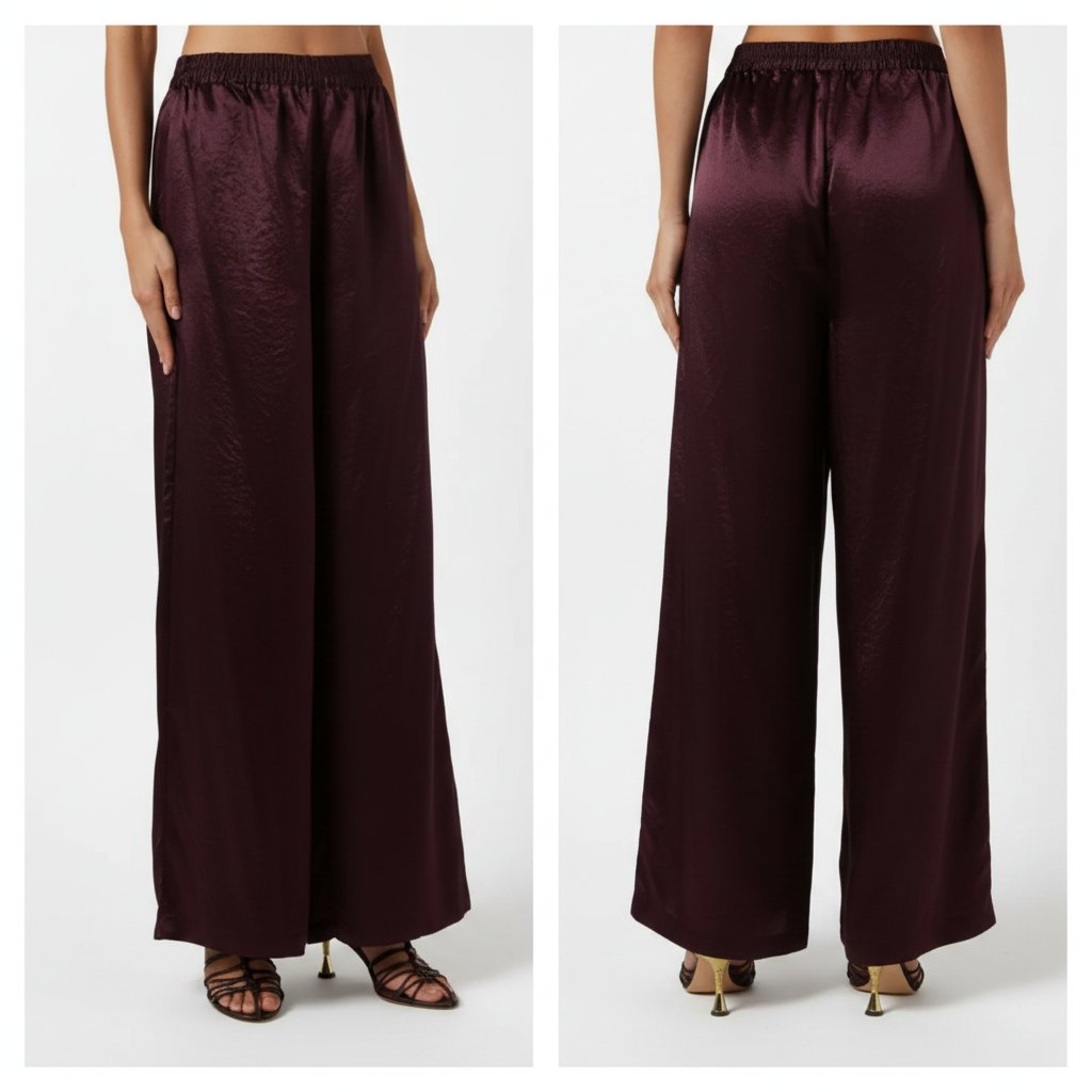 Promo pantalon large taille haute en satin léger avec cordon de serrage et deux poches taille 40/42 New Look 