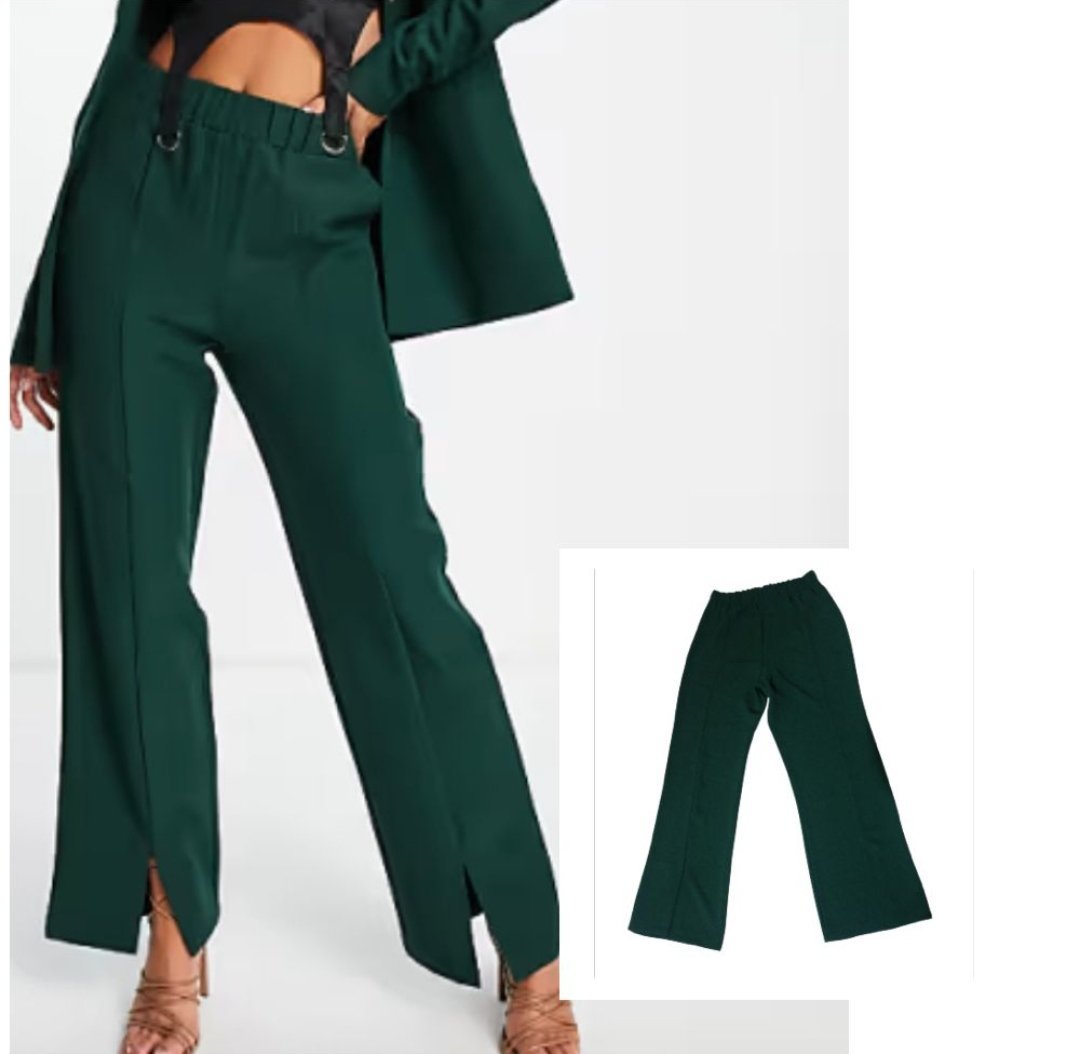 Pantalon large taille haute avec deux fentes du devant et une élastique à la taille 