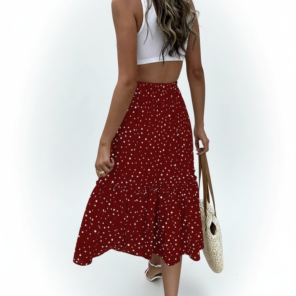 Longue jupe asymétrique à pois et à volants  taille 42 Shein