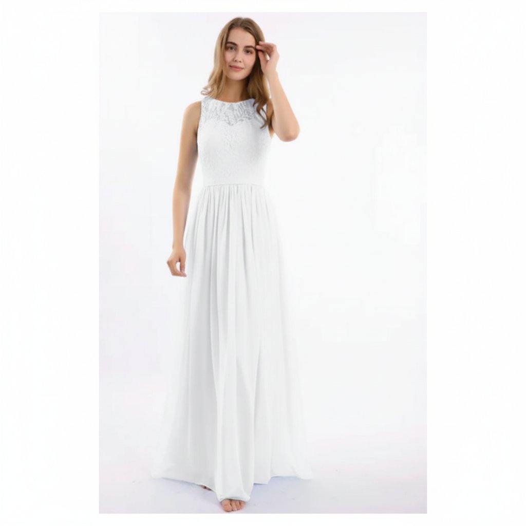 Longue robe blanche à haut en dentelle et avec doublure taille 36/38 Anna Field