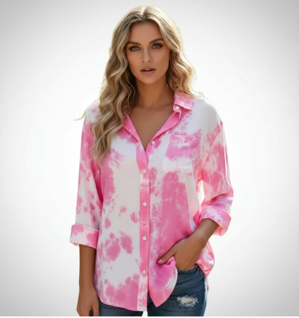 Très belle longue chemise manches longues transformables en demi manches en soie