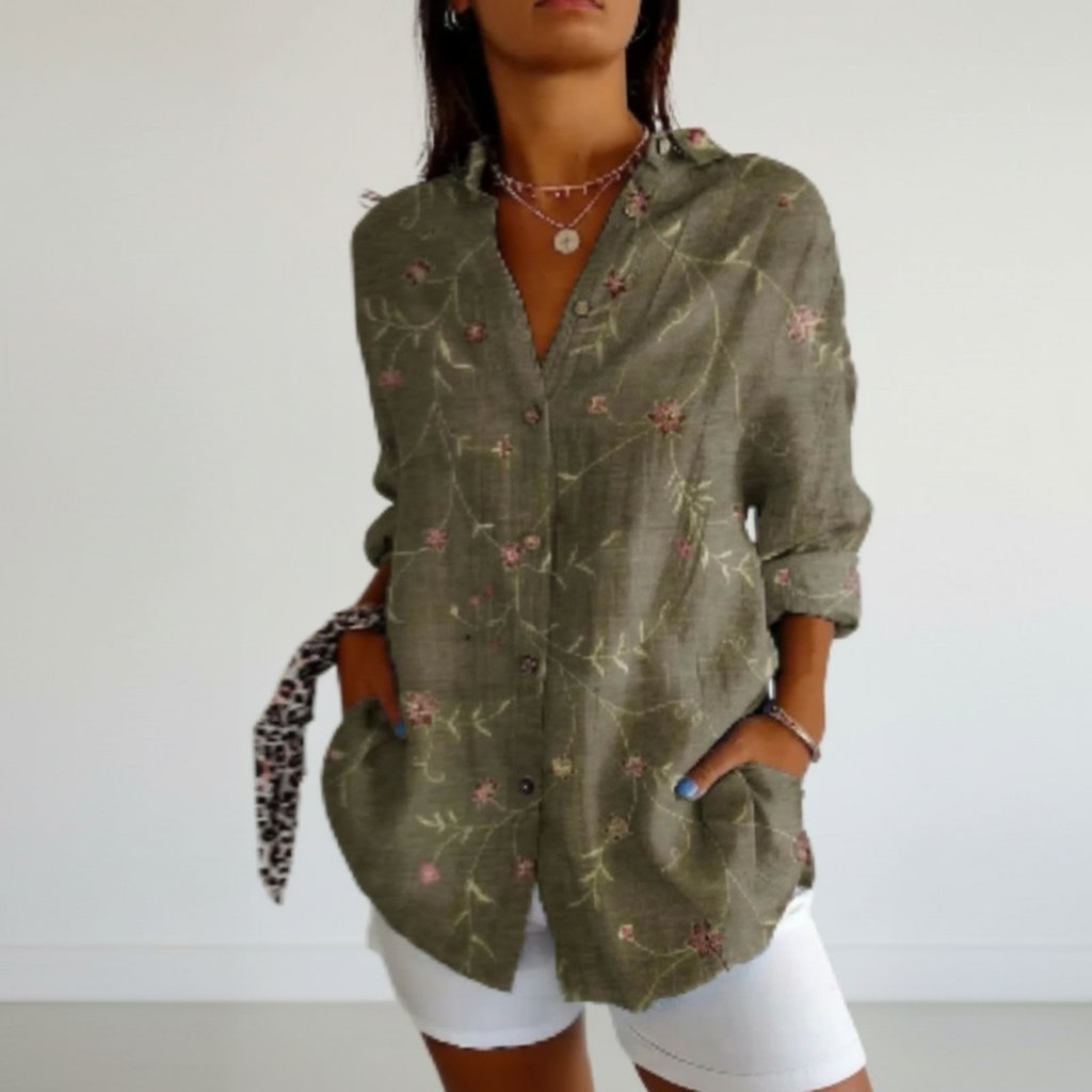 Chemise vert olive manches longues 
