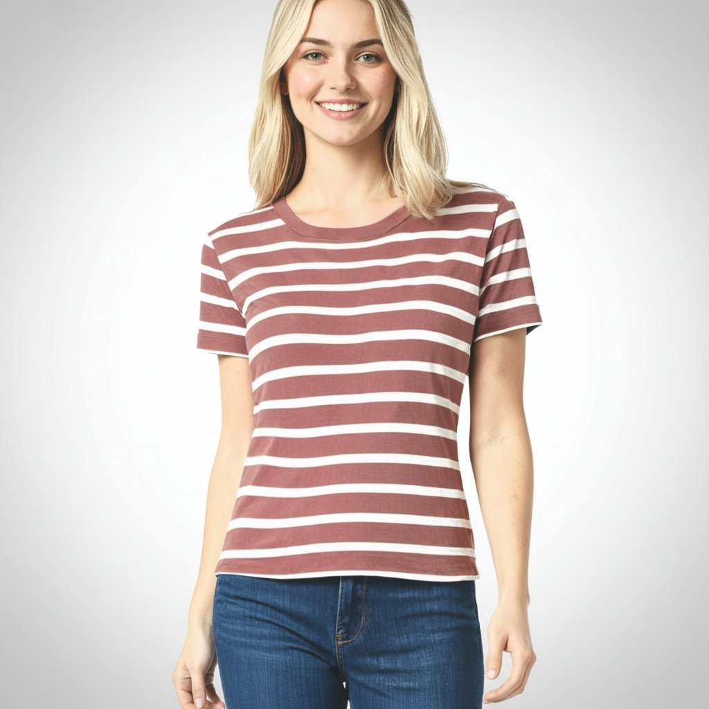 T-shirt rayé en coton lycra made in Italy taille 40/42