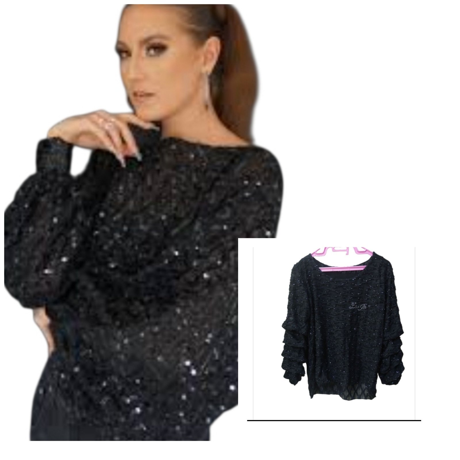 Blouse soirée en dentelle bling bling taille 38/40