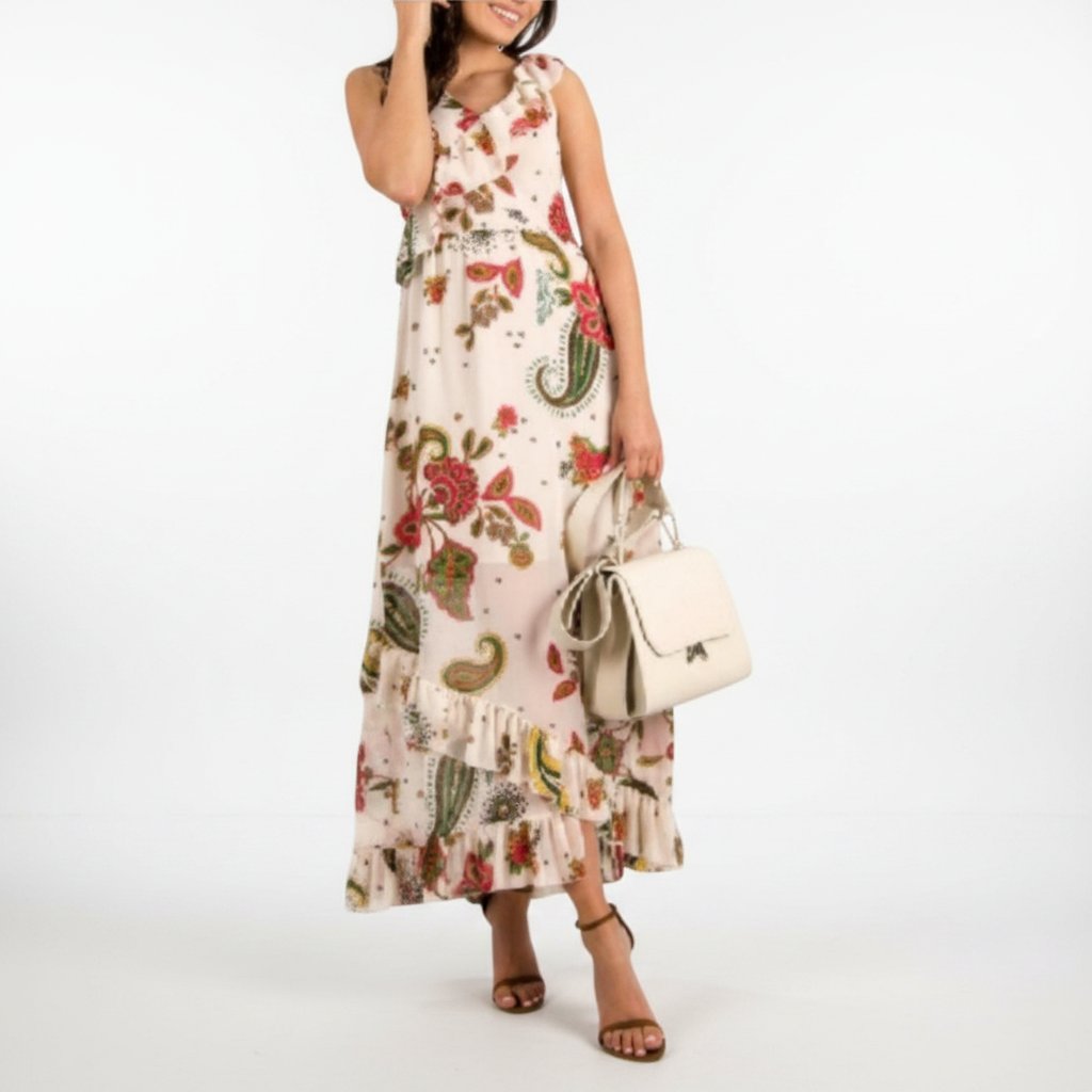 Très belle robe  en mousseline longue et à volants Liu Jo