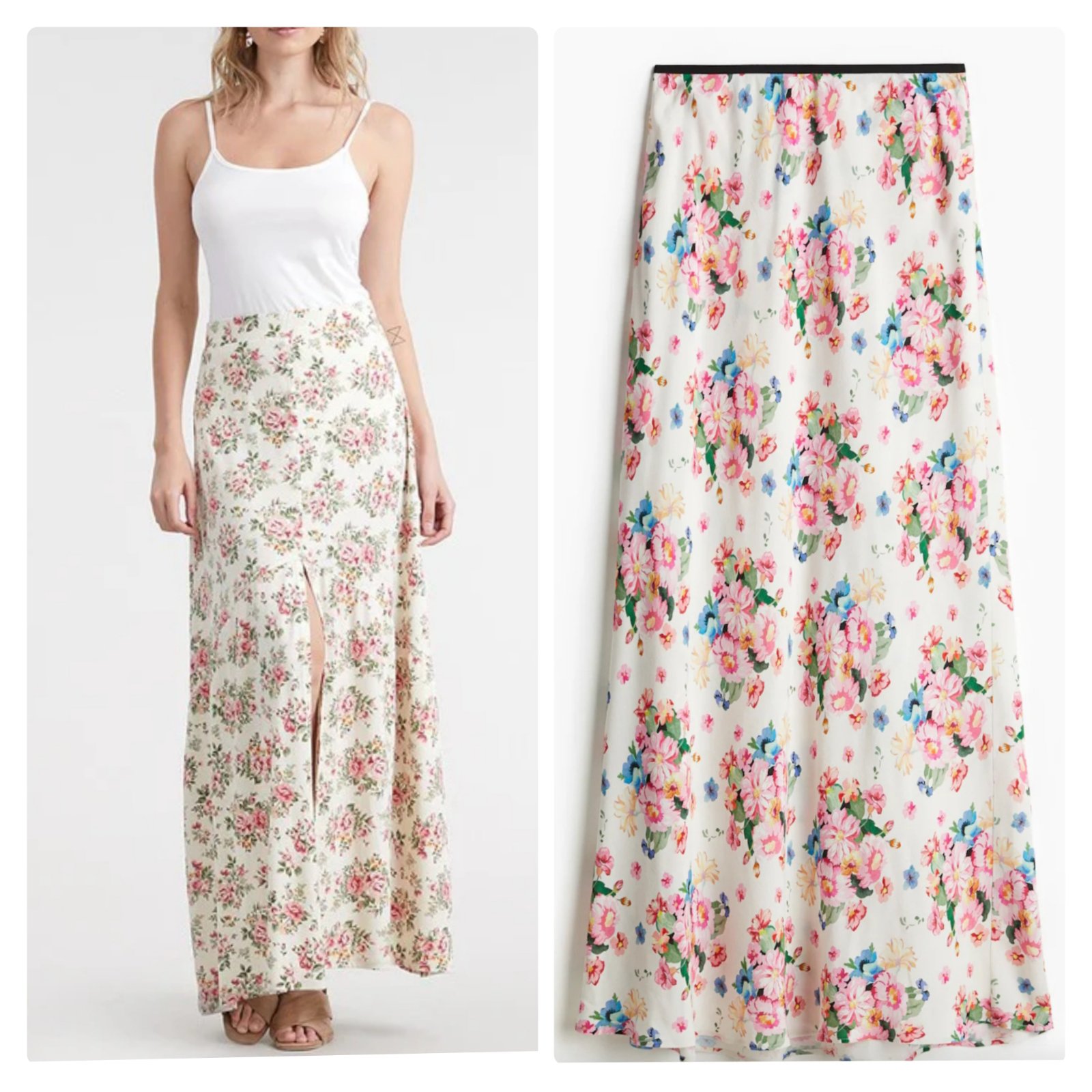 Jolie jupe maxi blanche imprimée florale H&M