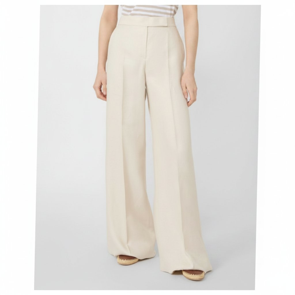 Pantalon large taille haute beige taille 40 Suzy Shier