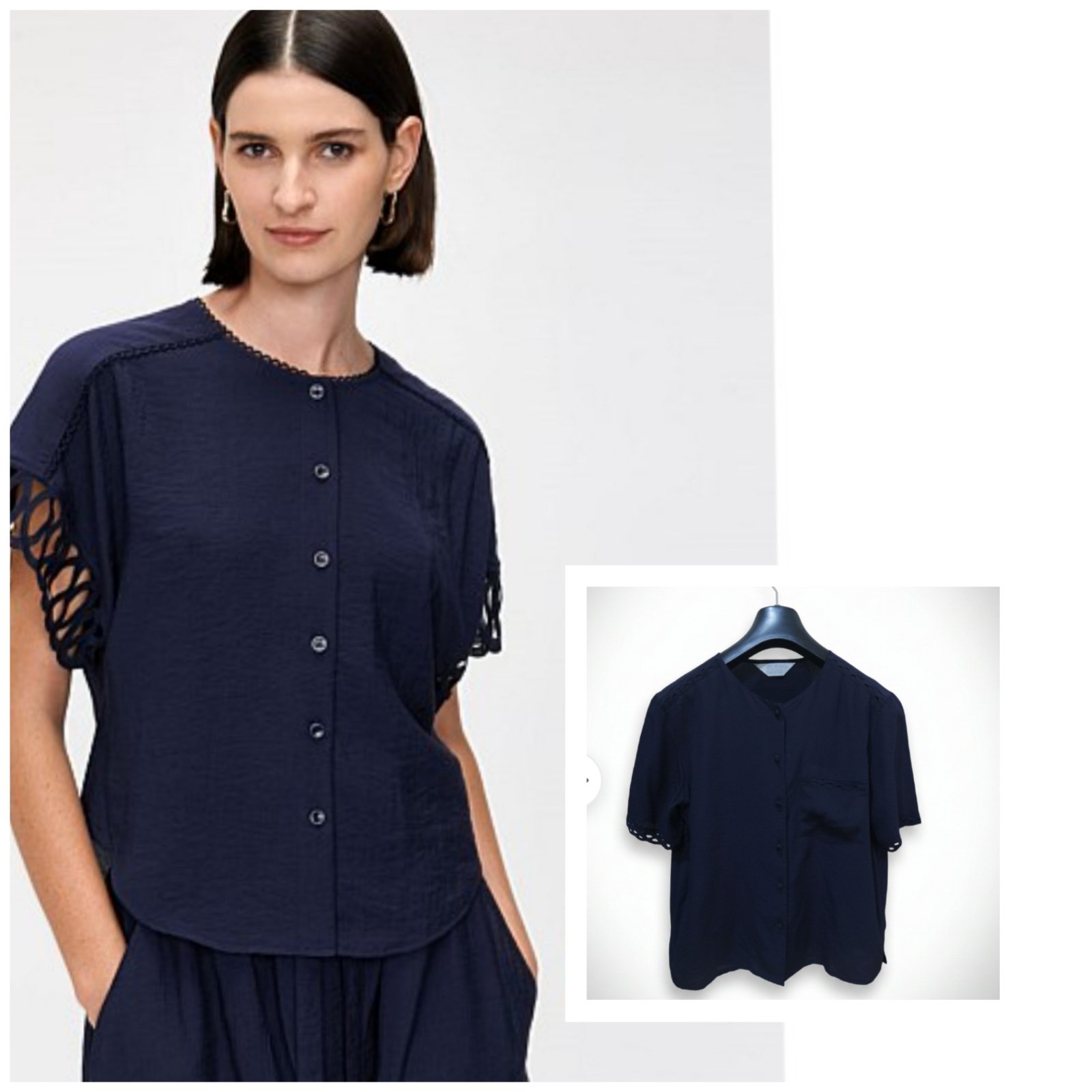 Chemise bleue marine 100% soie taille 38/40