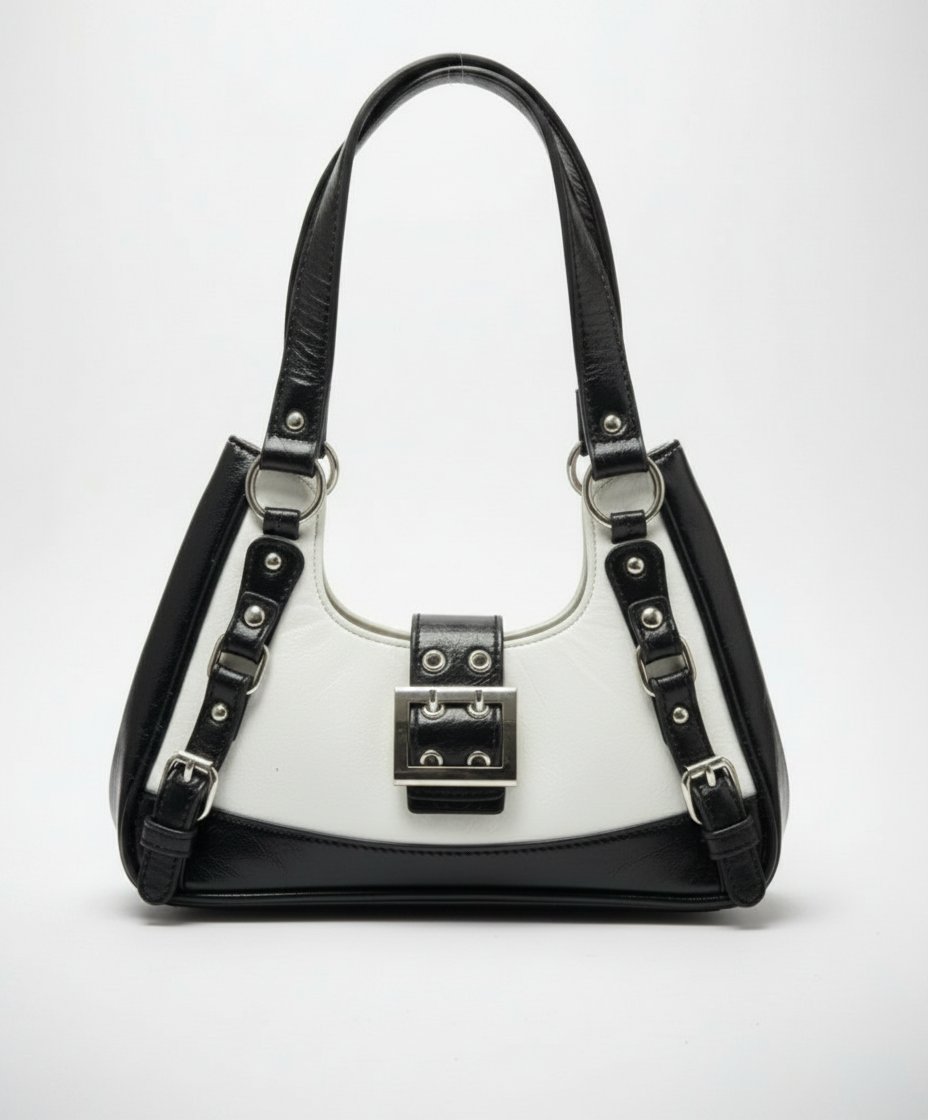 Très joli petit sac porté épaule noir et blanc 