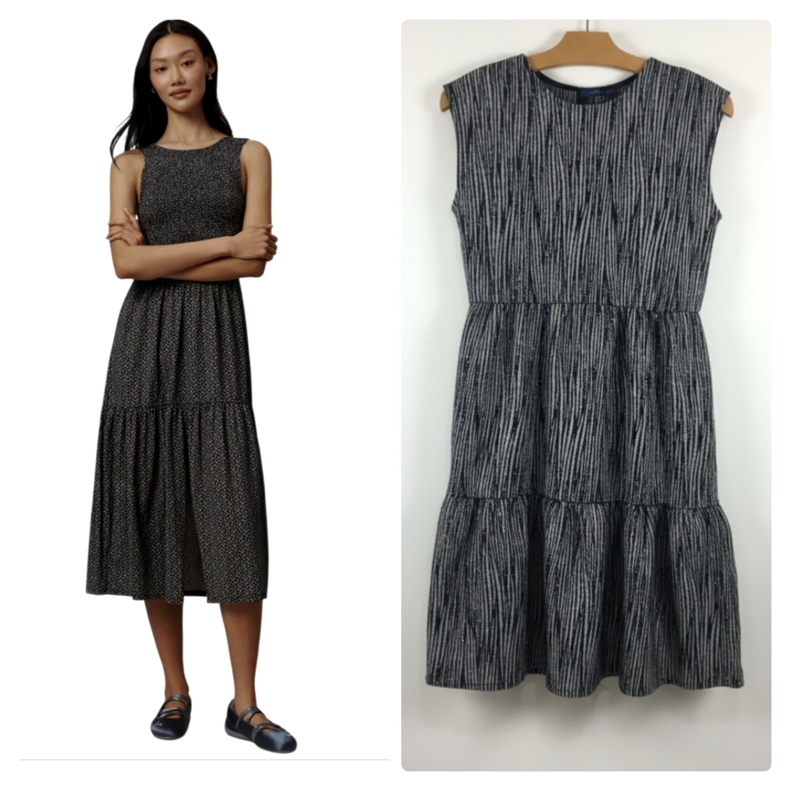 Robe midi lycra à volants de couleur noir et pailletée taille 38 made in Italy