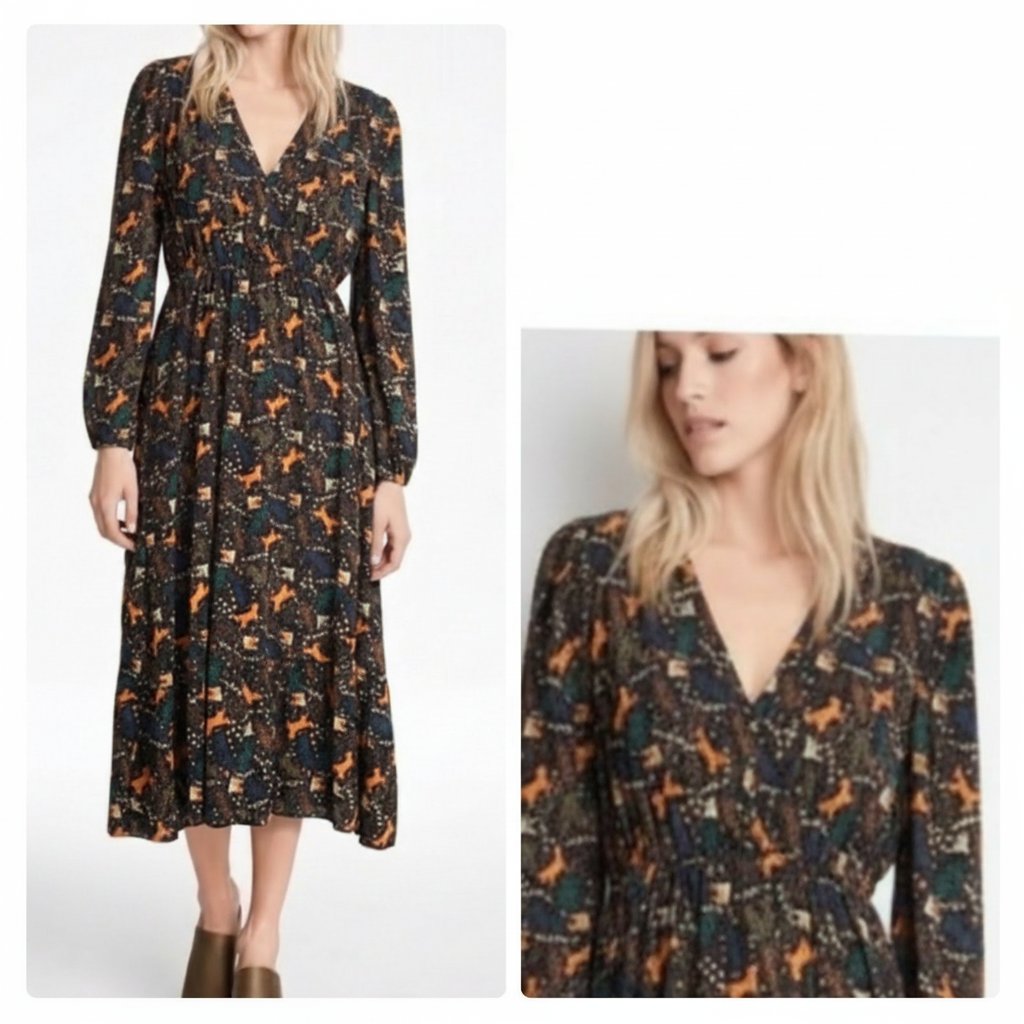 Très belle robe midi imprimée tissu agréable taille 38/40 made in Italy