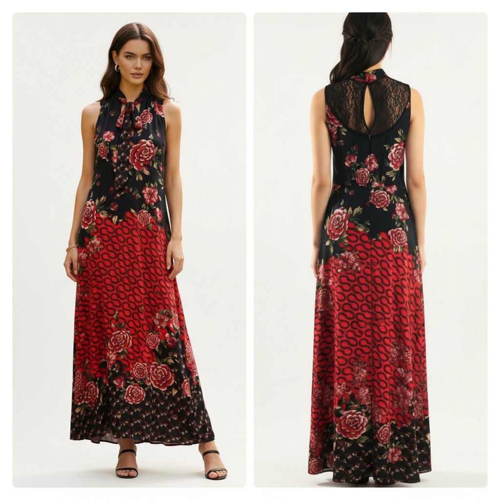 Robe longue à dos en dentelle Guess 