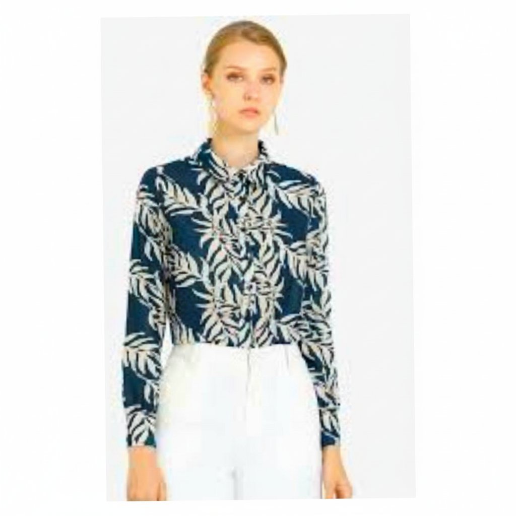 Chemise blanche et turquoise en viscose taille 40 de la marque heine