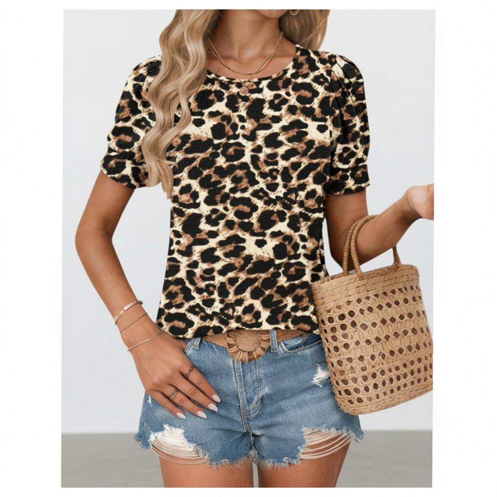 Body lycra animal print beige et noir Mango