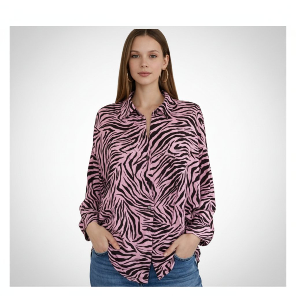 Belle chemise rose et noir imprimé zèbre taille 38/40 de la marque George